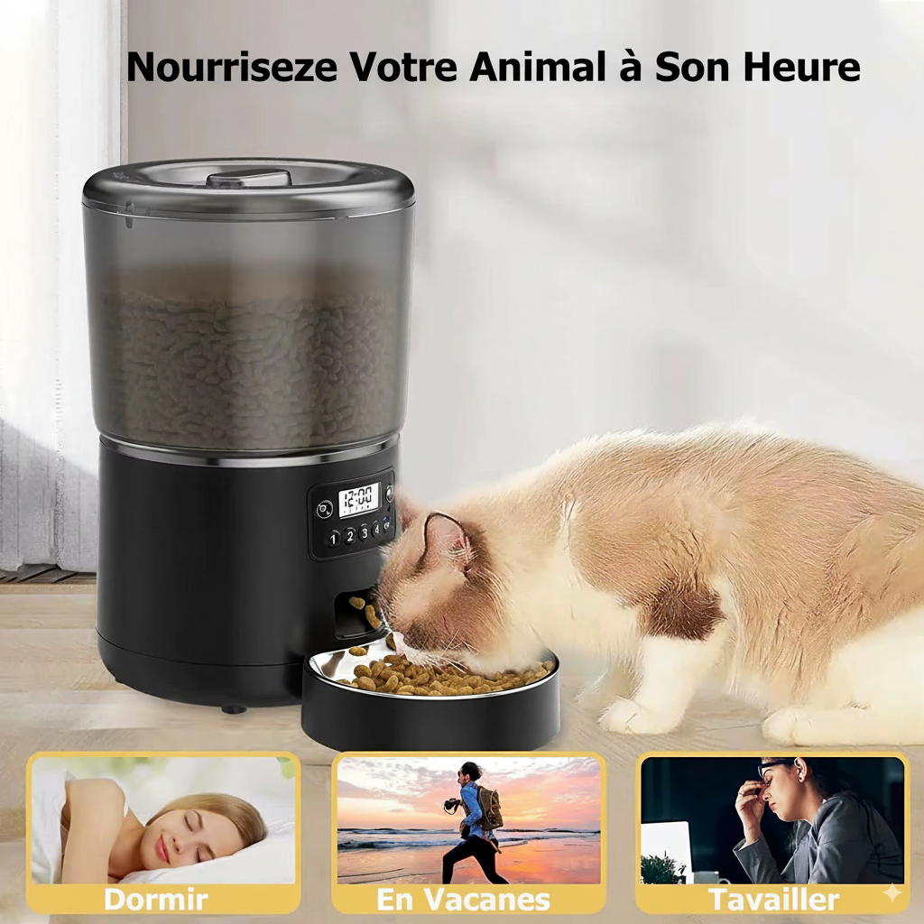 Distributeur automatique de nourriture 5L pour chiens et chats - programmable et contrôlable