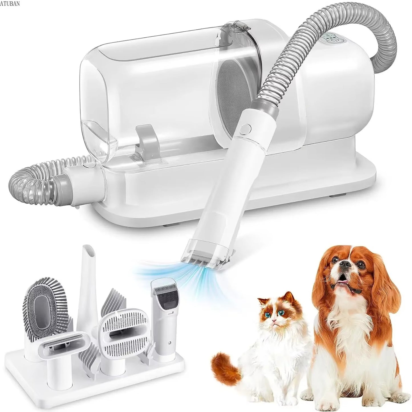 Kit de toilettage 7-en-1 avec aspirateur 2,3L – Poils de chien & chat (silencieux & puissant)