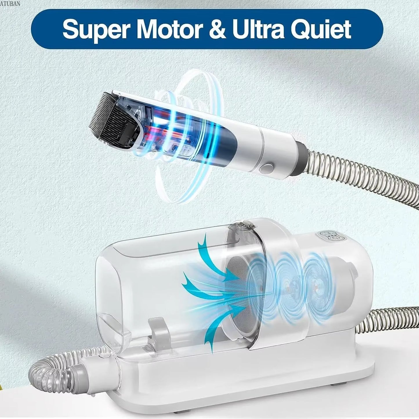 Kit de toilettage 7-en-1 avec aspirateur 2,3L – Poils de chien & chat (silencieux & puissant)